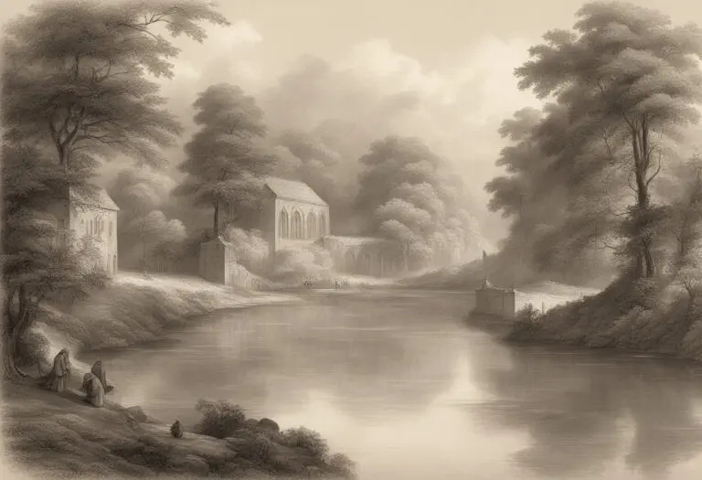 Monk in medieval setting